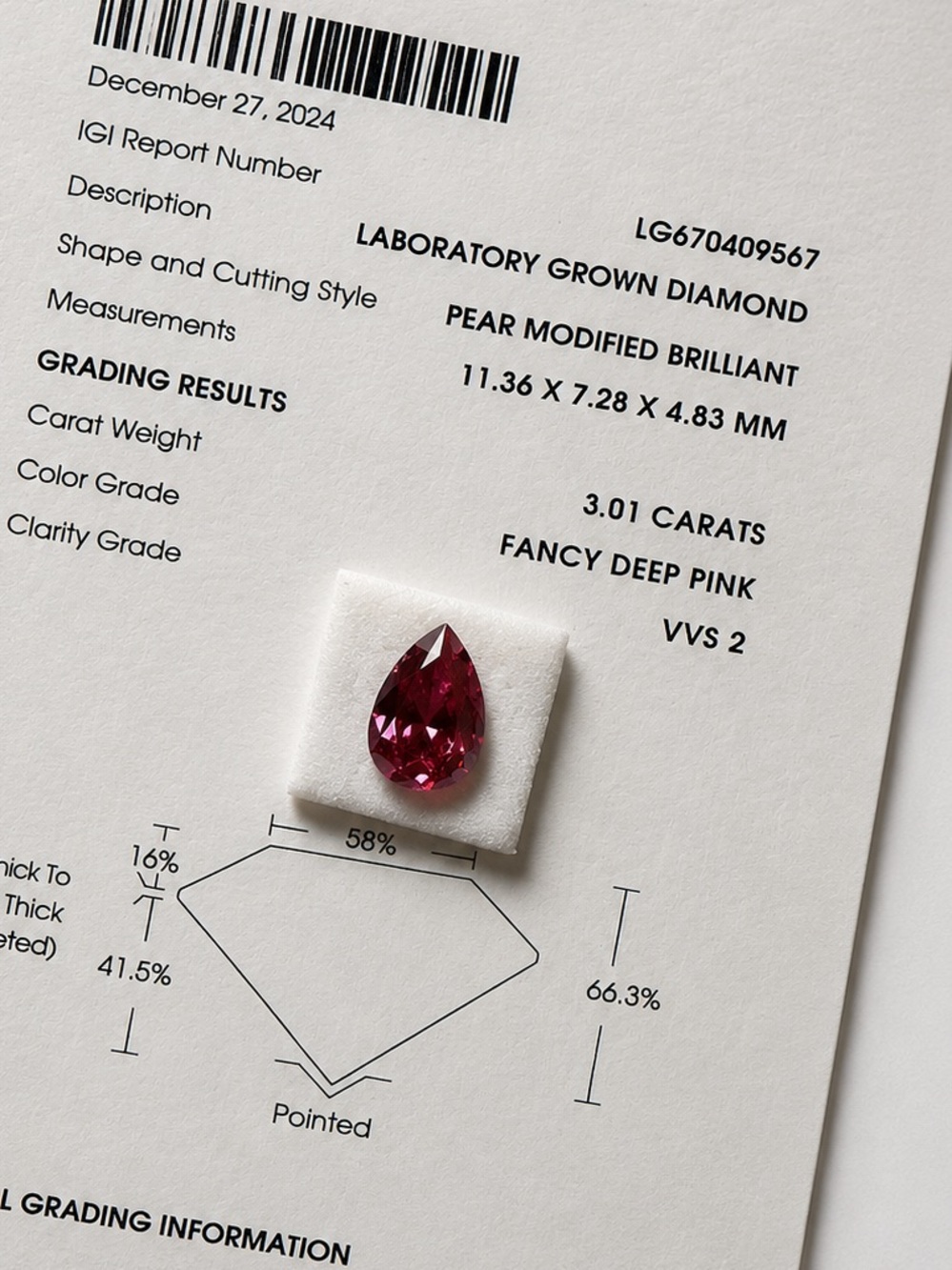 Pear Modified Brilliant Fancy Deep Pink Pear Gemstone